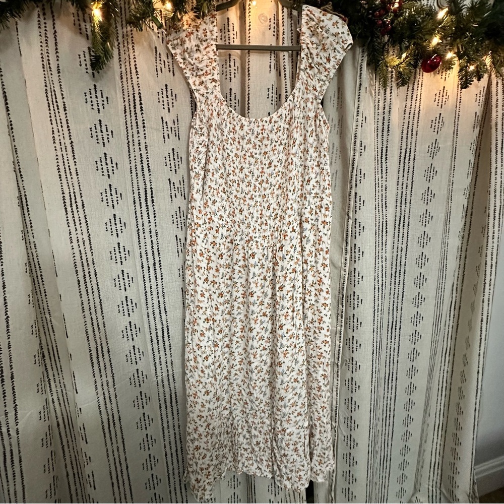 Justify White and Brown Floral Midi Dress